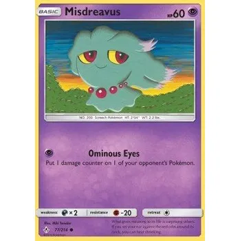 Volný čas Pokémon UNB 077/214 Misdreavus - Unbroken Bonds Stav: Excellent, Verze: NORMAL