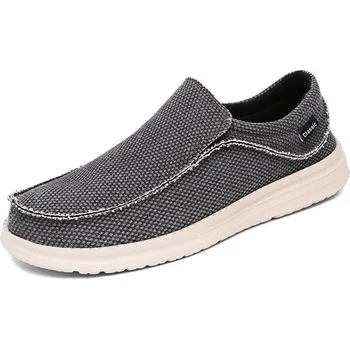 Pánské mokasíny Prodyšné plátěné mokasíny pánské canvas nasazovací boty Barva: Černá, Velikost: 47