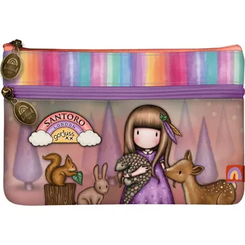 Peněženka Penál se dvěmi zipy - "Be Kind To All Creatures" od firmy SANTORO London Gorjuss Be Kind (Gorjuss - Flat Pencil Case With Pocket - Be Kind To All Creatures")