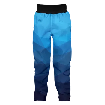 Dětské softshellové kalhoty Wamu s fleecem Mozaika - modré velikost 134-140