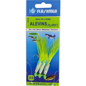 Rybářský háček FLASHMER Návazec na mořský rybolov Alevins fosforeskující 3 háčky