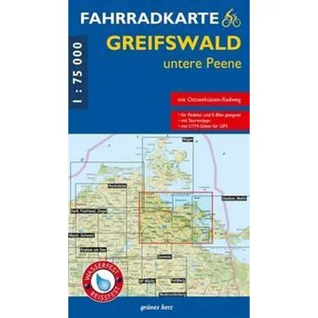 Fahrradkarte Greifswald, untere Peene [DE] (2022, Karta, Verlag grünes Herz)