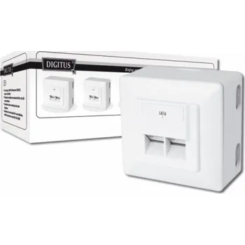Elektrická zásuvka Digitus modulární dvojzásuvka CAT6, stíněná, na omítku,LSA, bílá, 5ks