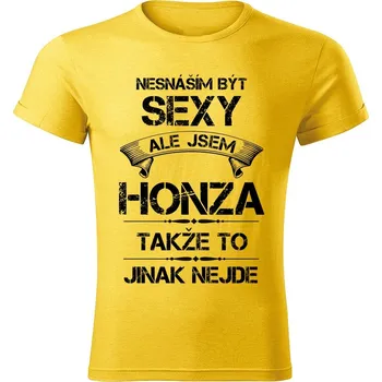 Pánské tričko tričko se jménem HONZA žlutý melír XXL