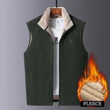 Pánský zimní kabát Zimná pánska vesta army štýl s kožušinovou podšívkou Barva: Zelená, Velikost: M