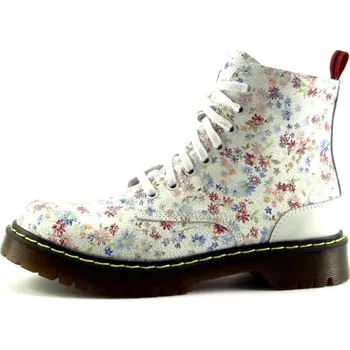 Dámská zimní obuv Selma 8 dírkové white flower se zipem 13D01K1 bílá, velikost 36