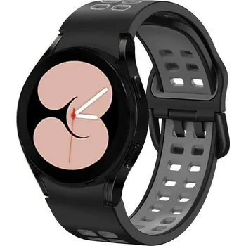 Příslušenství k chytrým hodinkám eses Silikonový dvojřadý dírkovaný řemínek pro Samsung Galaxy Watch 4, 5, 6, 7 - Černo šedý, 20 mm