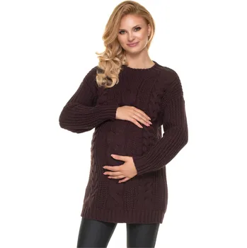 Dámský svetr PeeKaBoo Dámský těhotenský svetr Yaahne čokoládová Univerzální