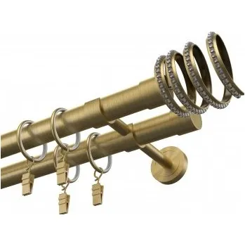 Kovová dvojitá garnýž EXCLUSIVE Antik Ø 28 mm - Crystal Spiral