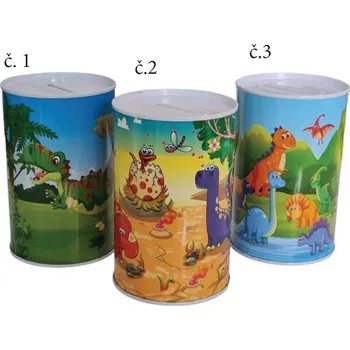 Pokladnička Dětská pokladnička DINOSAUŘÍCI, plech dekor č. 2 - 8x12 cm