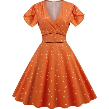 Dámské šaty Retro šaty s krátkým rukávem a vzorem Velikost: 3XL, Barva (Varianta): 1827-001