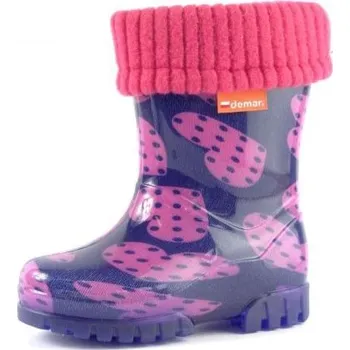 Dívčí obuv Demar dětské holínky TWISTER Lux Print SRDCE TEČKY V, velikost 34-35