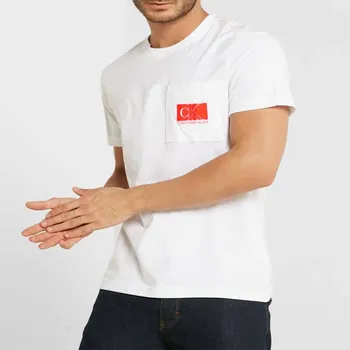 Pánské tričko Pánské bílé triko Calvin Klein - Velikost L, Barva Bílá 25940 J30J320182