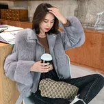 2v1 zimní bunda kožený křivák + kožich Barva: Šedá, Velikost: M