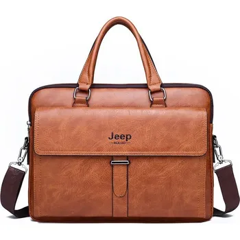 Pánská kožená taška na notebook business aktovka Barva: Khaki