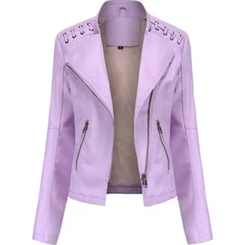 Dámská casual bunda Dámská "kožená" bunda s falešnými stehy na ramenou Barva: fuchsiová, Velikost: XXL