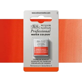 Vodová barva Akvarelová barva Winsor & Newton Professional, půlpánvička - Cadmium Scarlet