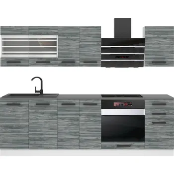 Kuchyňská linka Kuchyňská linka Belini Premium Full Version 240 cm šedý antracit Glamour Wood s pracovní deskou MARGARET