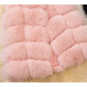 Dámská vesta Luxusní kožich dlouhá kožešinová vesta s prošíváním Barva: Růžová, Velikost: S