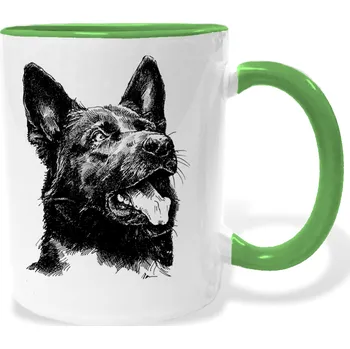 Hrnek - pes Německý ovčák Barva: Zelená