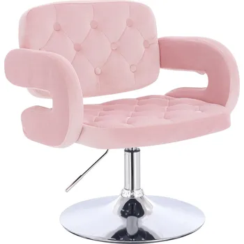 Otočné křeslo Ardal velur na stříbrném talíři - růžová