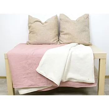 deka Snový svět Lněná deka s beránkem - růžová Rozměr: 90 x 145 cm