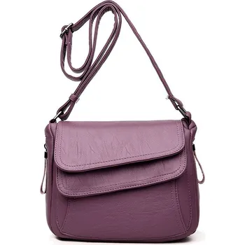 Kabelka Crossbody psaníčko s dvojitou vrchní částí Barva: Fialová, Velikost: 30CM 14CM 21CM