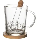 Skleněný hrnek s podtáckem a infuzérem LOUKA 420 ml
