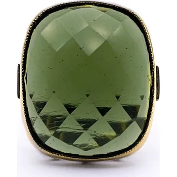 Prsten Zlatý prsten s broušeným vltavínem 9,05 g