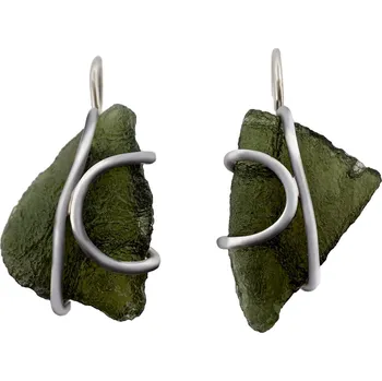 Náušnice Vltavín Moldavite Stříbrné náušnice s vltavíny 2,2 cm x 1,5 cm