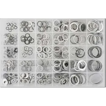 Podložky hliníkové ploché, různé průměry, sada 300 kusů