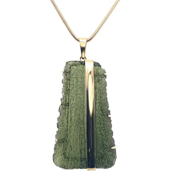 Přívěsek Zlatý přívěs s neopracovaným vltavínem 4,2 cm x 2,5 cm