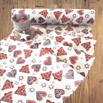 Vánoční běhoun v metráži - Perníky - smetanový 38 pouze střih