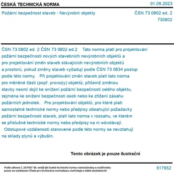 ČSN 73 0802 ed. 2 - Požární bezpečnost staveb - Nevýrobní objekty - Tisk