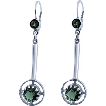 Náušnice Stříbrné náušnice s vltavíny 0,7 cm x 0,7 cm