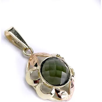 Přívěsek Zlatý přívěsek s vltavínem 1,0cm. 2,790gr.