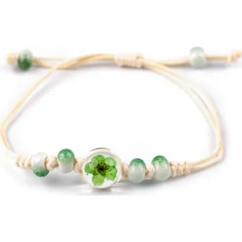 Náramek Náramek shamballa s korálky a květem 3 zelená sv.