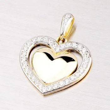 Přívěsek Dámský přívěsek žluté zlato 585 zirkon ve tvaru srdce DZ2405