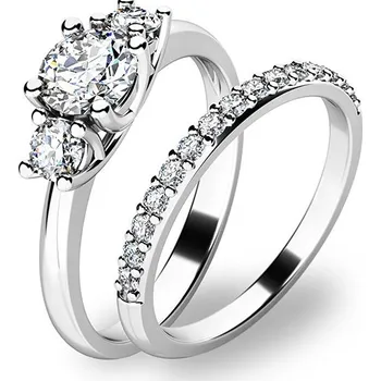 Prsten Zásnubní prsten bílé zlato 585/1000 zirkon set zásnubních 10803-SET01-BB velikost 55