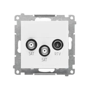 Elektrická zásuvka SIMON TASK2.01/111 Zásuvka anténní SAT+SAT+RTV koncová (přístroj s krytem), 2x vstup: 5 MHz÷2,4 GHz