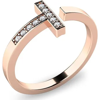 Prsten Dámský prsten přírodní diamant 0.060 ct G/SI brilianty růžové zlato 140014CV-DIA velikost 55