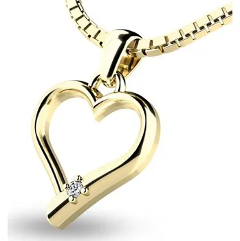 Přívěsek Dámský přívěsek žluté zlato 585/1000 přírodní diamant 0.012 ct G/SI srdce s briliantem 10917-ZL-DIA bez řetízku