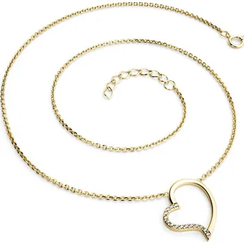 Náhrdelník Dámský náhrdelník žluté zlato 585/1000 přírodní diamant 0.082 ct G/SI srdce s ve žlutém 10948-NH01-ZL délka 42 cm