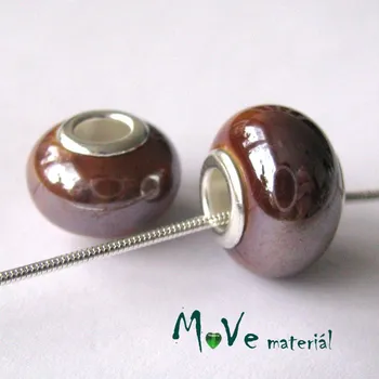 Dětské navlékací korálky Korálek porcelán. s širokým průvlekem 1kus, hnědý