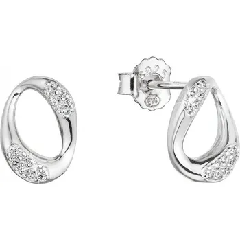 Náušnice Stříbrné náušnice pecky ovál se zirkony 11423.1