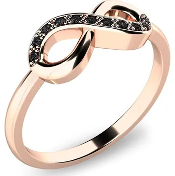 Prsten Dámský prsten přírodní diamant 0.050 ct černé brilianty - infinity růžové zlato 140007CV-DIA-Black velikost 63