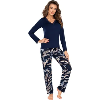 Dámské pyžamo Donna pyžamo dámské Helen - tm. modrá, XL (Dámské pyžamo dlouhé)