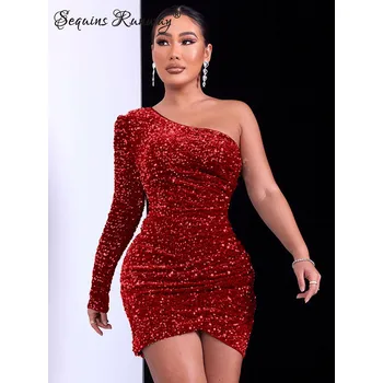 Dámské šaty Dámské svatební šaty Sequins SF564 Barva: Vínová, Velikost: XS