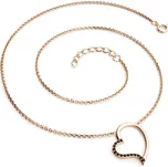 Dámský náhrdelník přírodní diamant 0.082 ct srdce s černé v růžovém zlatě 10948-NH01-CV-Black délka 40 cm