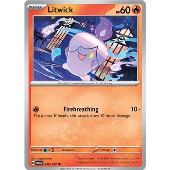 Karetní hra Litwick 036/197 - Obsidian Flames Typ karty: Reverse Holo